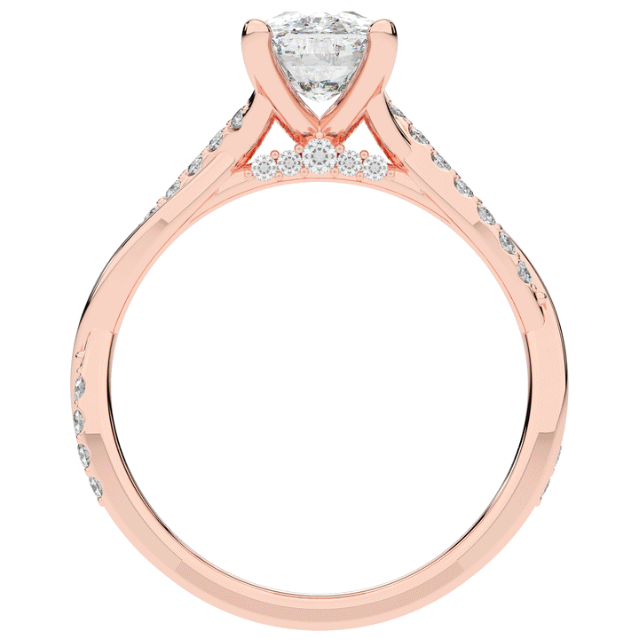 1.70CT.TW CUSHION LAB DIAMOND TWIST BAND ENGAGEMENT RING - Nazarelle
