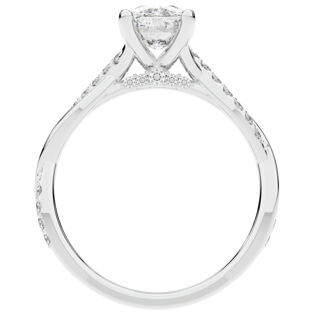 1.70CT.TW CUSHION LAB DIAMOND TWIST BAND ENGAGEMENT RING - Nazarelle