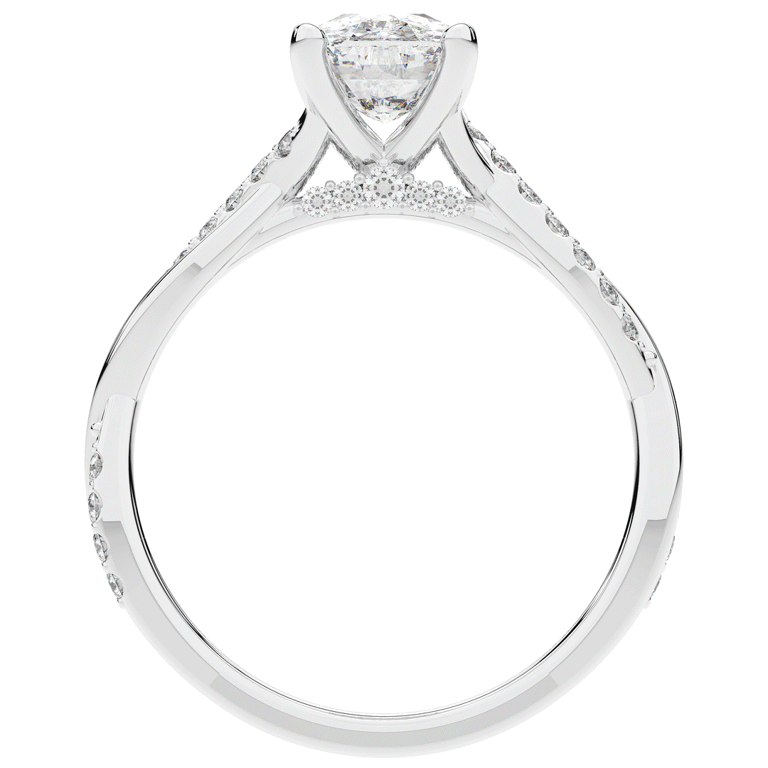 1.70CT.TW CUSHION LAB DIAMOND TWIST BAND ENGAGEMENT RING - Nazarelle