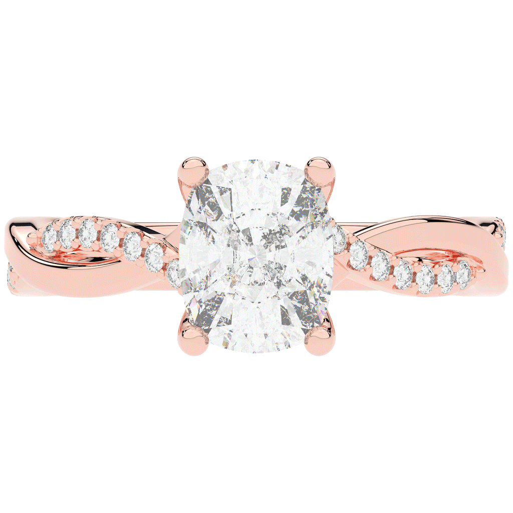 1.70CT.TW CUSHION LAB DIAMOND TWIST BAND ENGAGEMENT RING - Nazarelle