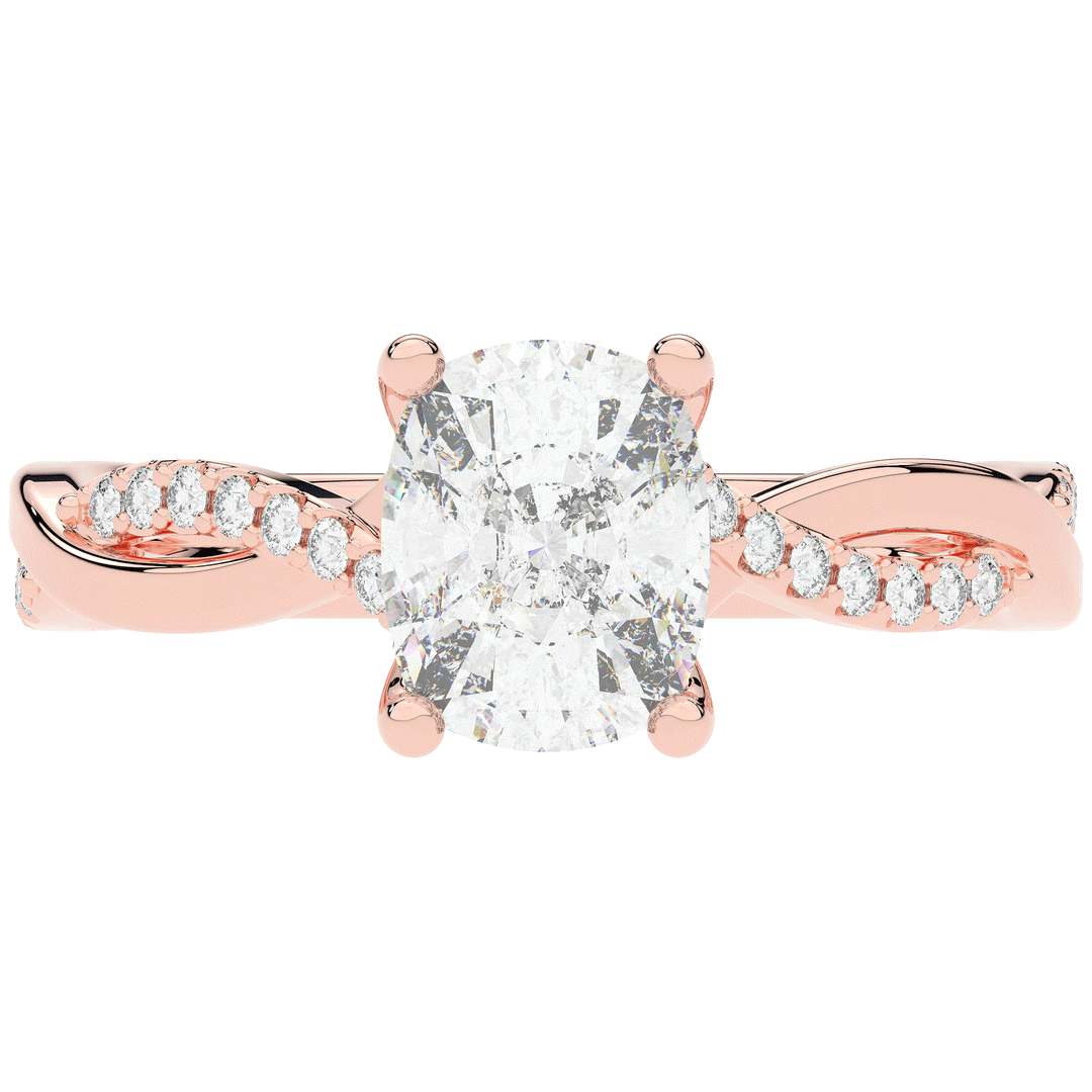 1.70CT.TW CUSHION LAB DIAMOND TWIST BAND ENGAGEMENT RING - Nazarelle
