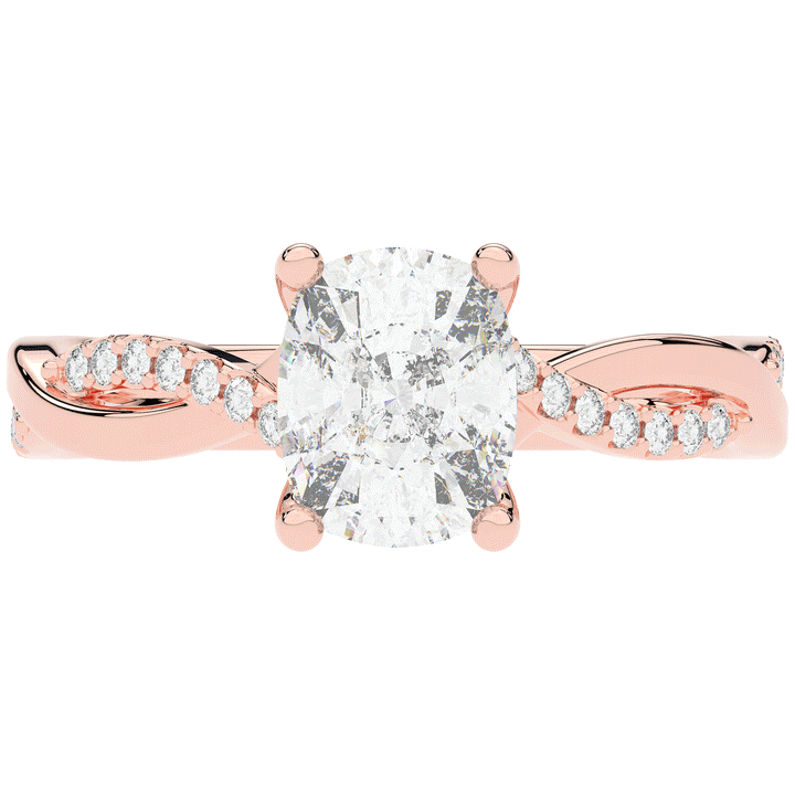1.70CT.TW CUSHION LAB DIAMOND TWIST BAND ENGAGEMENT RING - Nazarelle