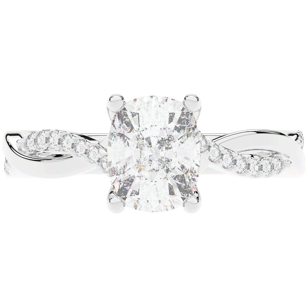 1.70CT.TW CUSHION LAB DIAMOND TWIST BAND ENGAGEMENT RING - Nazarelle