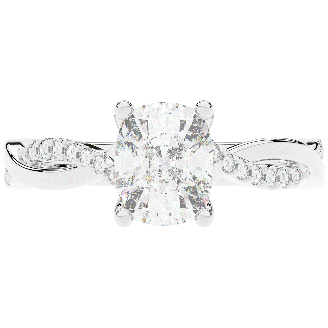 1.70CT.TW CUSHION LAB DIAMOND TWIST BAND ENGAGEMENT RING - Nazarelle