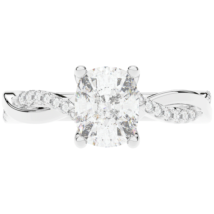 1.70CT.TW CUSHION LAB DIAMOND TWIST BAND ENGAGEMENT RING - Nazarelle