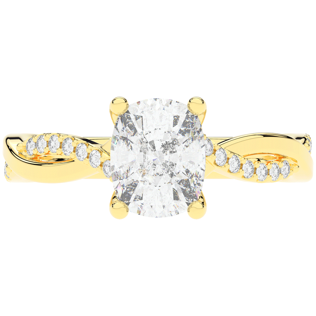 1.70CT.TW CUSHION LAB DIAMOND TWIST BAND ENGAGEMENT RING - Nazarelle