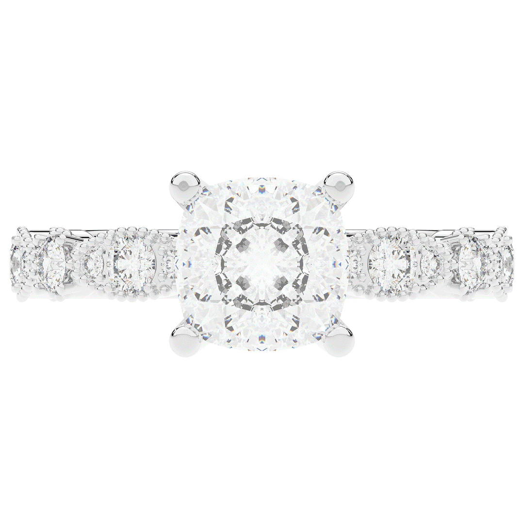 2.50CT.TW CUSHION LAB DIAMOND SOLITAIRE ENGAGEMENT RING - Nazarelle