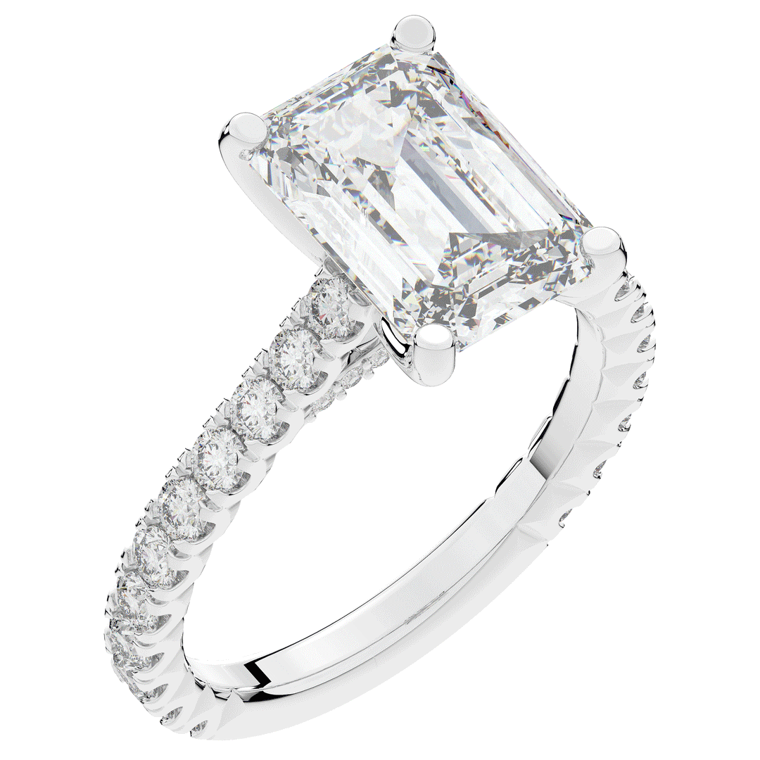 4.25CT.TW EMERALD CUT LAB DIAMOND SOLITAIRE ENGAGEMENT RING - Nazarelle