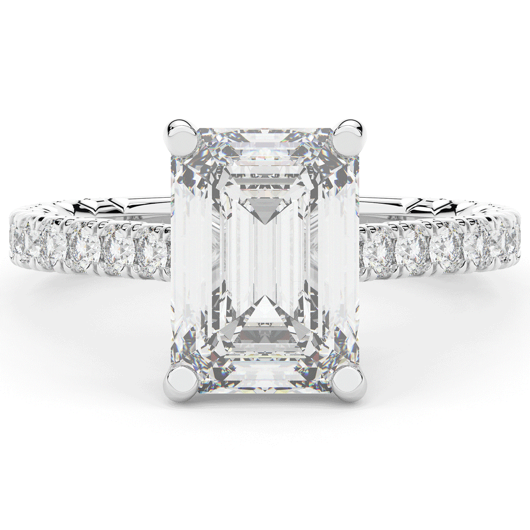 4.25CT.TW EMERALD CUT LAB DIAMOND SOLITAIRE ENGAGEMENT RING - Nazarelle