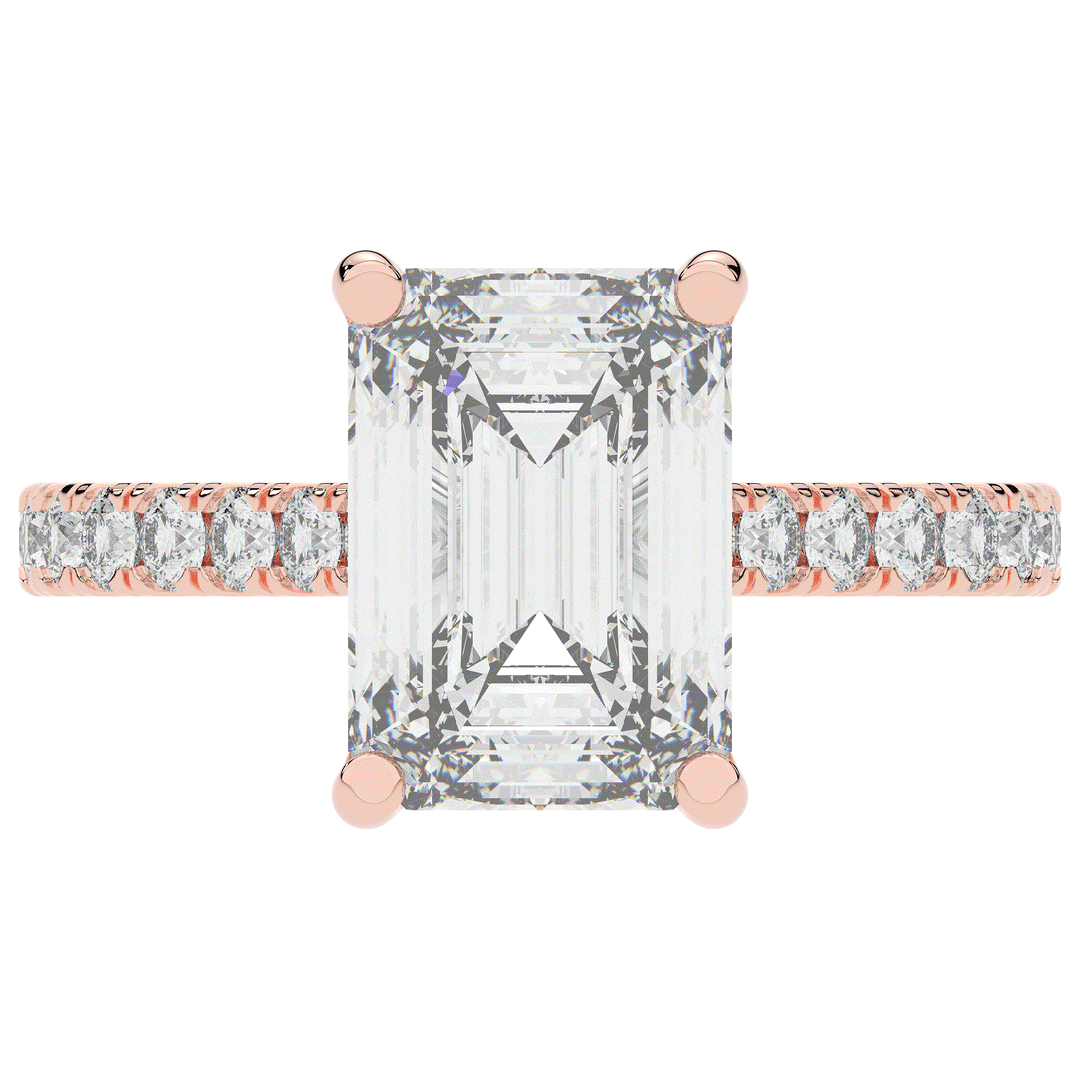4.25CT.TW EMERALD CUT LAB DIAMOND SOLITAIRE ENGAGEMENT RING - Nazarelle