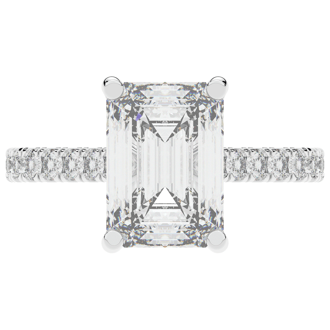 4.25CT.TW EMERALD CUT LAB DIAMOND SOLITAIRE ENGAGEMENT RING - Nazarelle