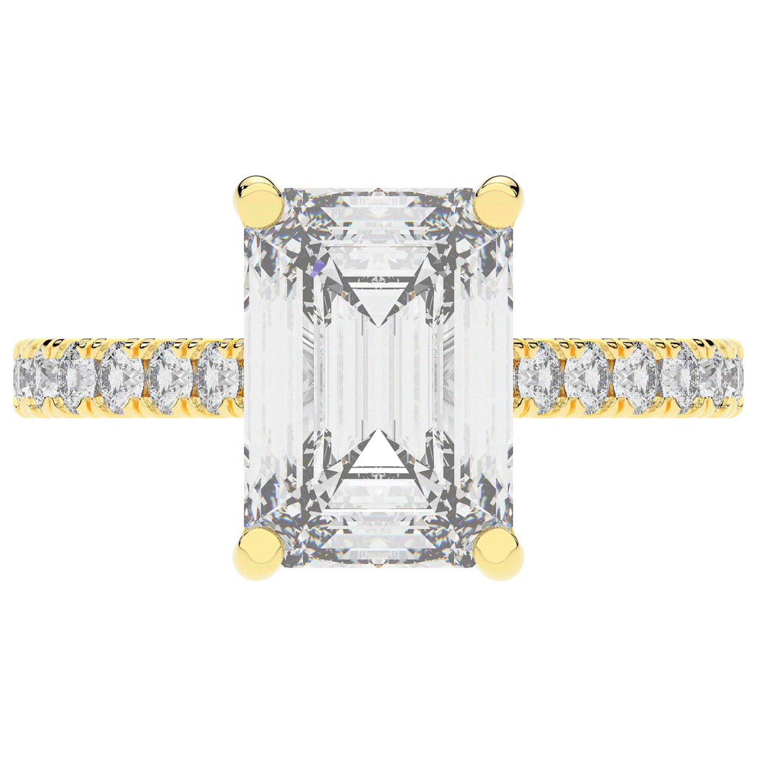 4.25CT.TW EMERALD CUT LAB DIAMOND SOLITAIRE ENGAGEMENT RING - Nazarelle