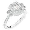 3.20CT.TW EMERALD CUT LAB DIAMOND 3 STONE ENGAGEMENT RING - Nazarelle