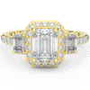 3.20CT.TW EMERALD CUT LAB DIAMOND 3 STONE ENGAGEMENT RING - Nazarelle