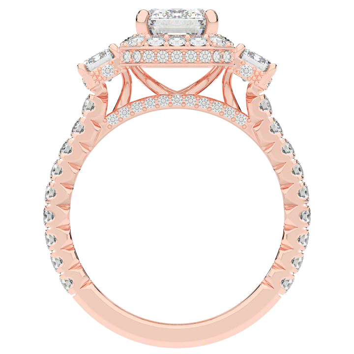3.20CT.TW EMERALD CUT LAB DIAMOND 3 STONE ENGAGEMENT RING - Nazarelle