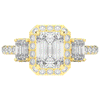 3.20CT.TW EMERALD CUT LAB DIAMOND 3 STONE ENGAGEMENT RING - Nazarelle