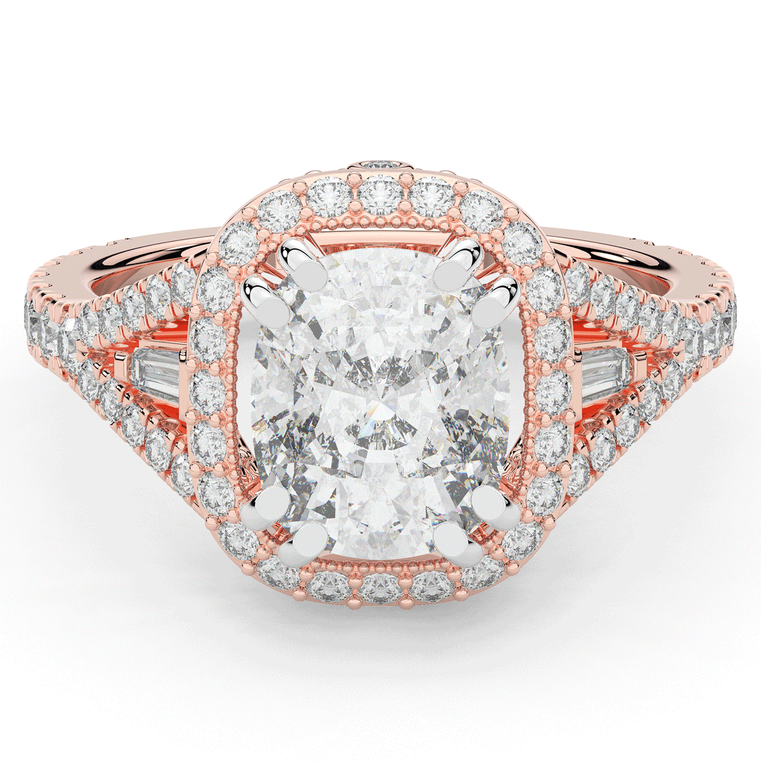 2.50CT.TW CUSHION LAB DIAMOND HALO ENGAGEMENT RING - Nazarelle