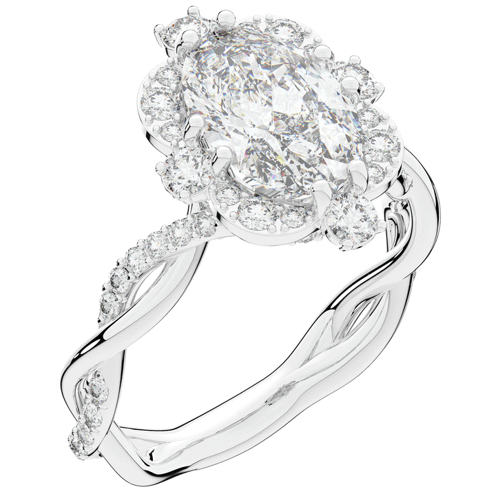 2.70CT.TW OVAL LAB DIAMOND HALO ENGAGEMENT RING - Nazarelle