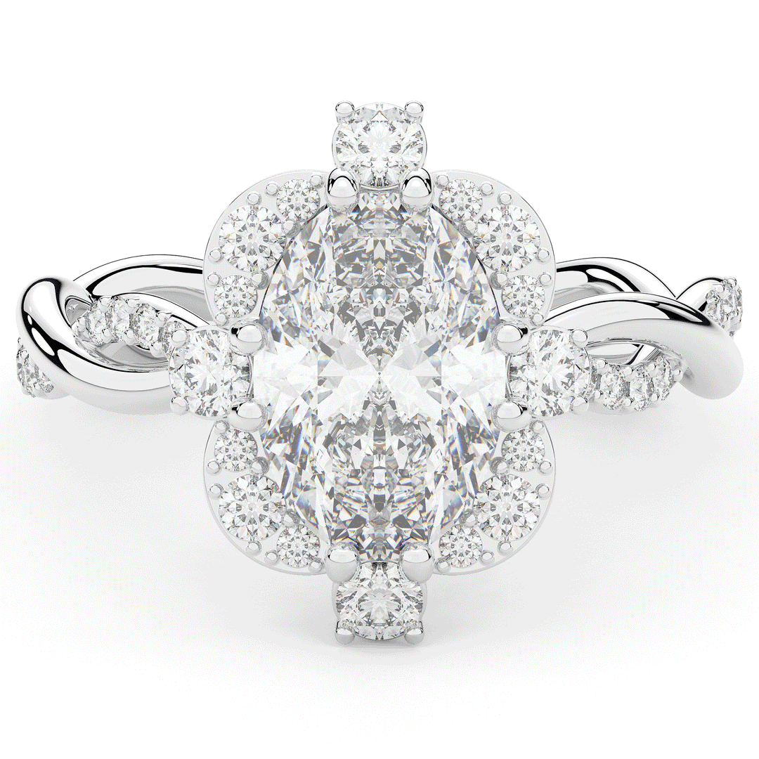 2.70CT.TW OVAL LAB DIAMOND HALO ENGAGEMENT RING - Nazarelle