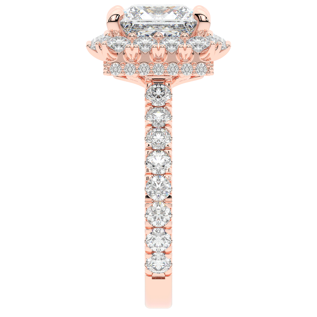 4.50CT.TW PRINCESS LAB DIAMOND HALO ENGAGEMENT RING - Nazarelle