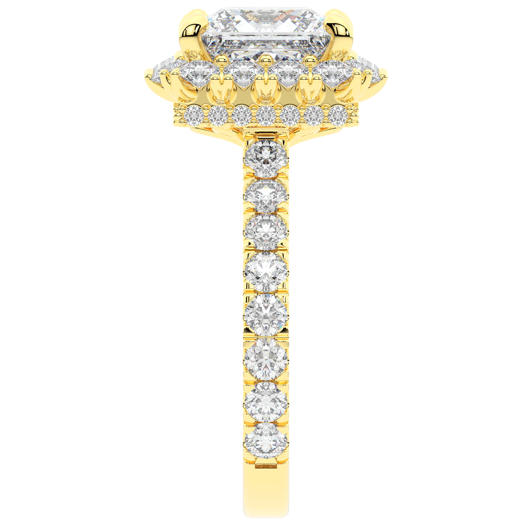 4.50CT.TW PRINCESS LAB DIAMOND HALO ENGAGEMENT RING - Nazarelle