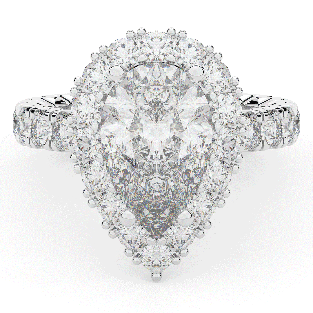 4.90CT.TW PEAR LAB DIAMOND HALO ENGAGEMENT RING - Nazarelle