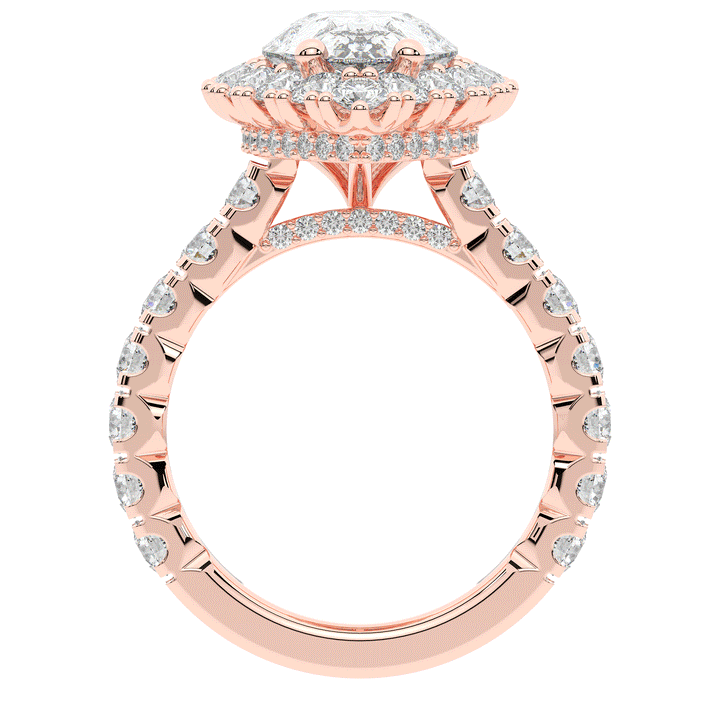 4.90CT.TW PEAR LAB DIAMOND HALO ENGAGEMENT RING - Nazarelle