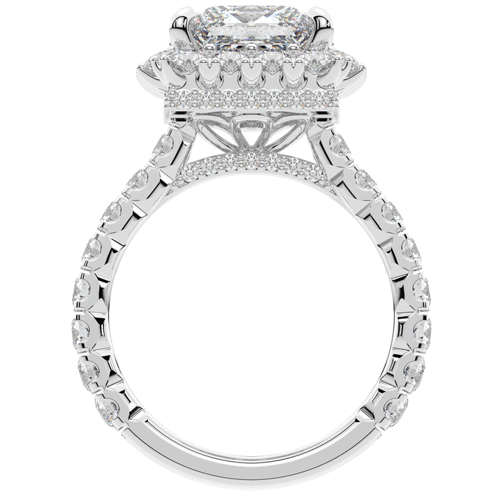 4.50CT.TW PRINCESS LAB DIAMOND HALO ENGAGEMENT RING - Nazarelle