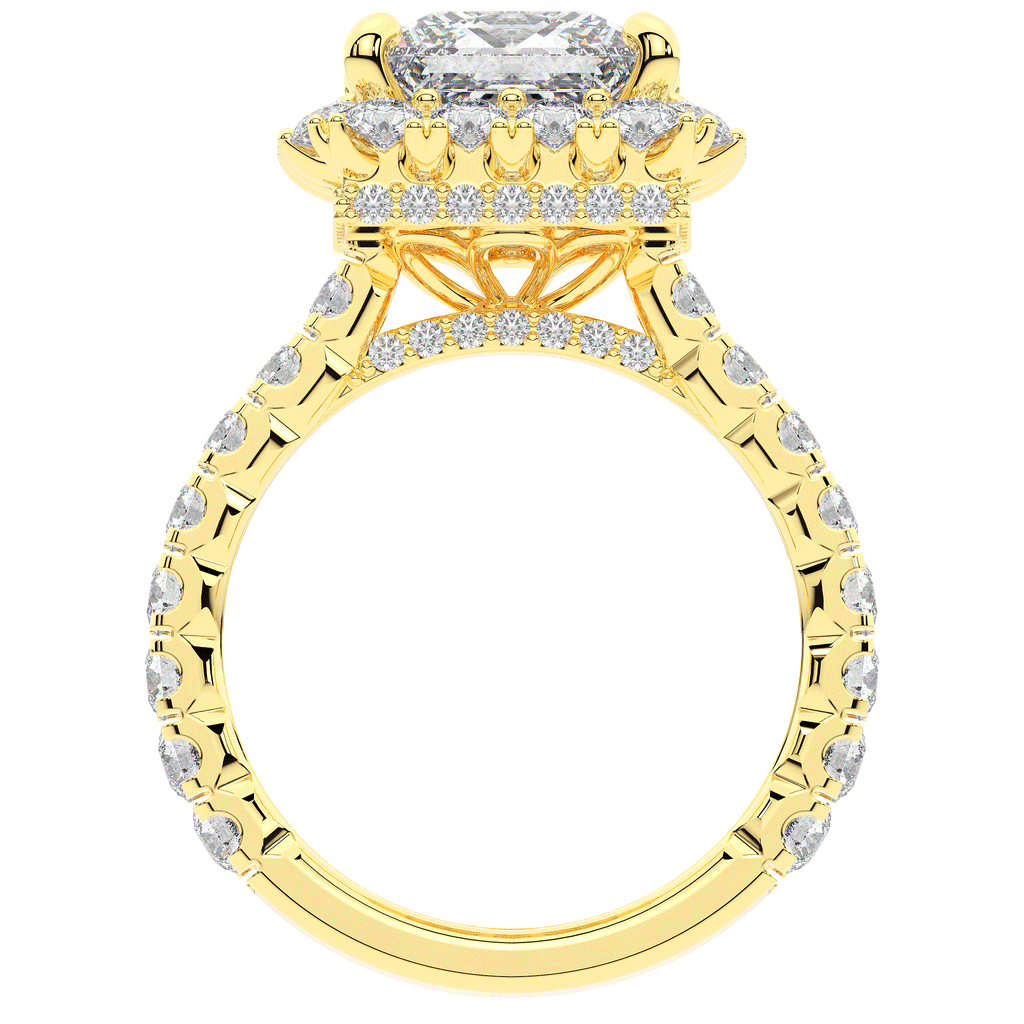 4.50CT.TW PRINCESS LAB DIAMOND HALO ENGAGEMENT RING - Nazarelle