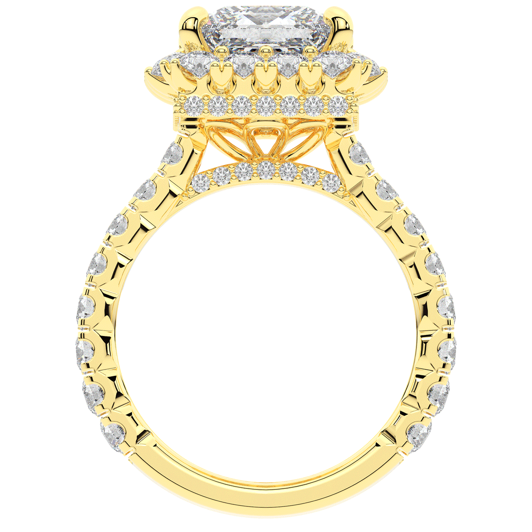 4.50CT.TW PRINCESS LAB DIAMOND HALO ENGAGEMENT RING - Nazarelle