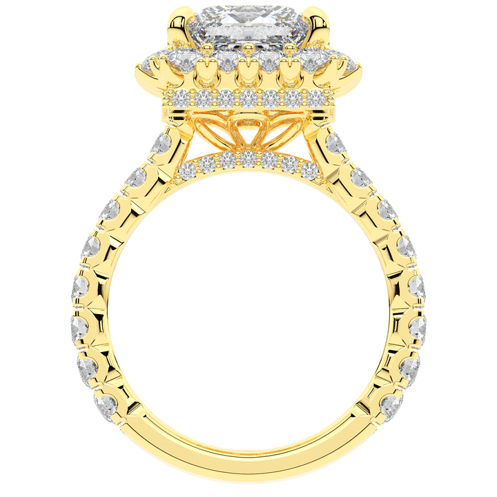 4.50CT.TW PRINCESS LAB DIAMOND HALO ENGAGEMENT RING - Nazarelle