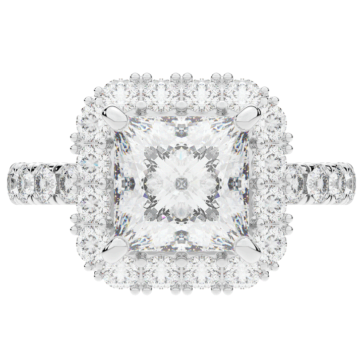 4.50CT.TW PRINCESS LAB DIAMOND HALO ENGAGEMENT RING - Nazarelle