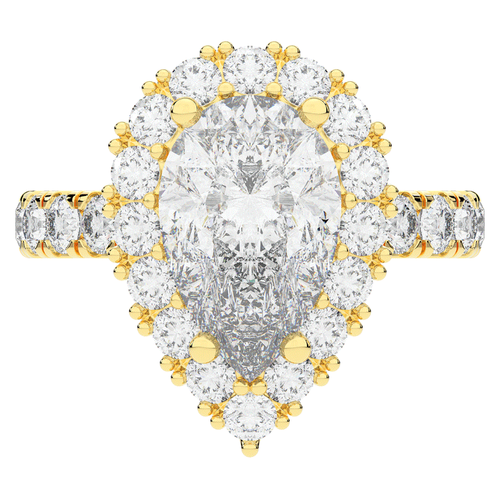 4.90CT.TW PEAR LAB DIAMOND HALO ENGAGEMENT RING - Nazarelle
