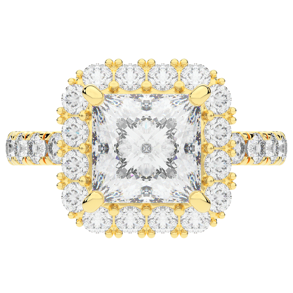 4.50CT.TW PRINCESS LAB DIAMOND HALO ENGAGEMENT RING - Nazarelle