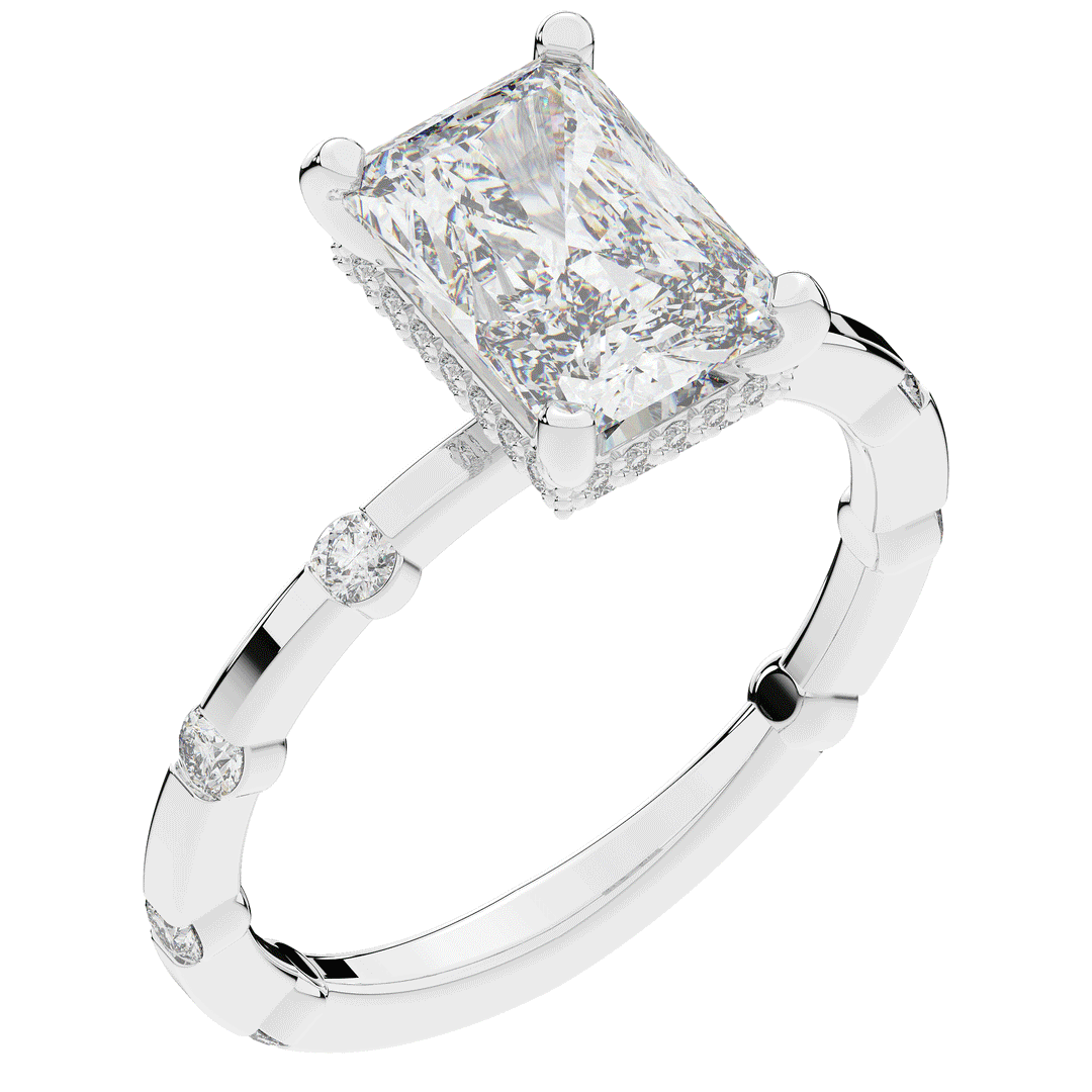 2.60CT.TW RADIANT LAB DIAMOND UNDERHALO SOLITAIRE ENGAGEMENT RING - Nazarelle