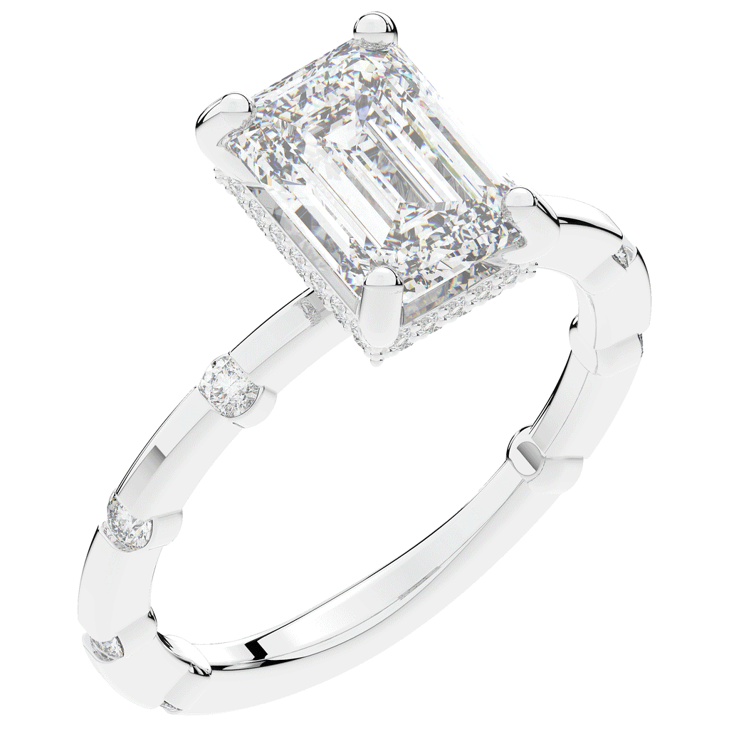 2.60CT.TW RADIANT LAB DIAMOND UNDERHALO SOLITAIRE ENGAGEMENT RING - Nazarelle