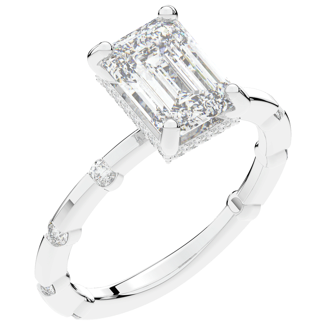 2.60CT.TW RADIANT LAB DIAMOND UNDERHALO SOLITAIRE ENGAGEMENT RING - Nazarelle