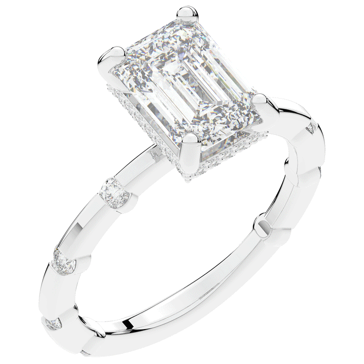 2.60CT.TW RADIANT LAB DIAMOND UNDERHALO SOLITAIRE ENGAGEMENT RING - Nazarelle