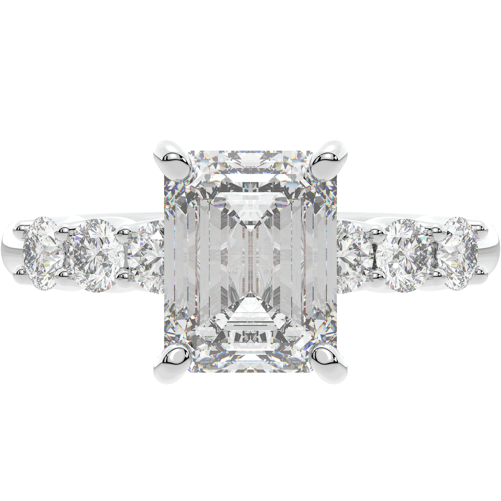 2.60CT.TW EMERALD CUT LAB DIAMOND SOLITAIRE ENGAGEMENT RING - Nazarelle