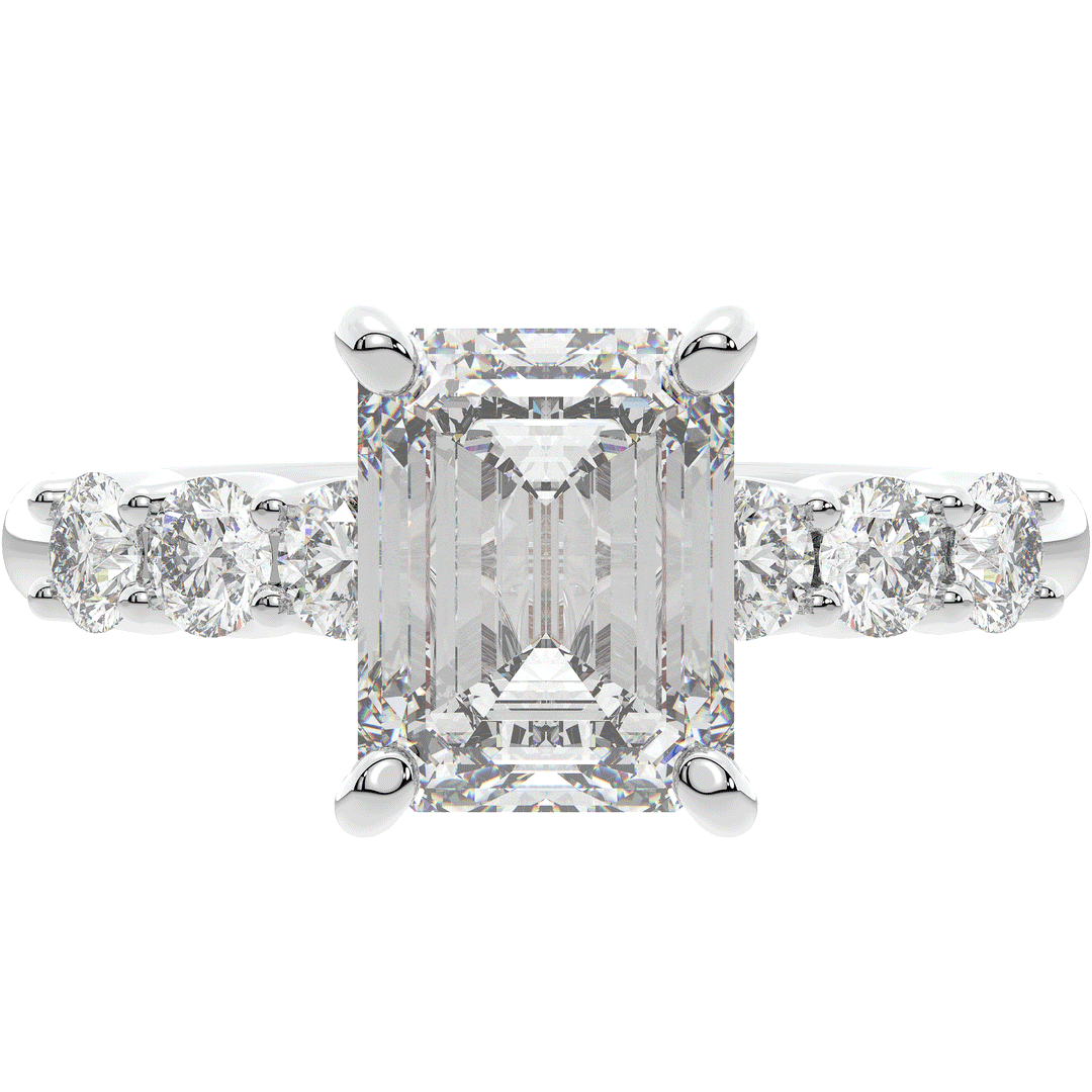 2.60CT.TW EMERALD CUT LAB DIAMOND SOLITAIRE ENGAGEMENT RING - Nazarelle