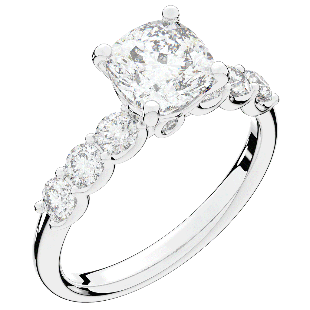 2.60CT.TW CUSHION LAB DIAMOND SOLITAIRE ENGAGEMENT RING - Nazarelle