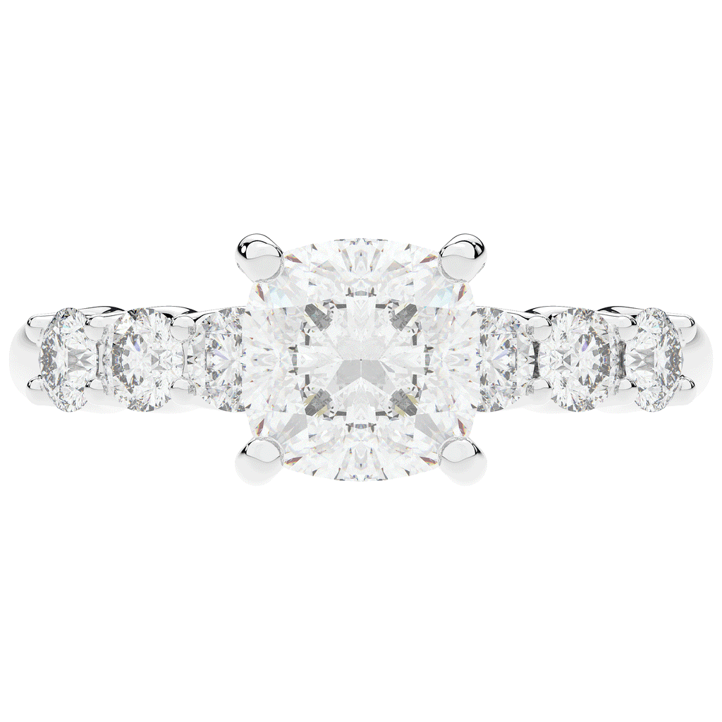 2.60CT.TW CUSHION LAB DIAMOND SOLITAIRE ENGAGEMENT RING - Nazarelle