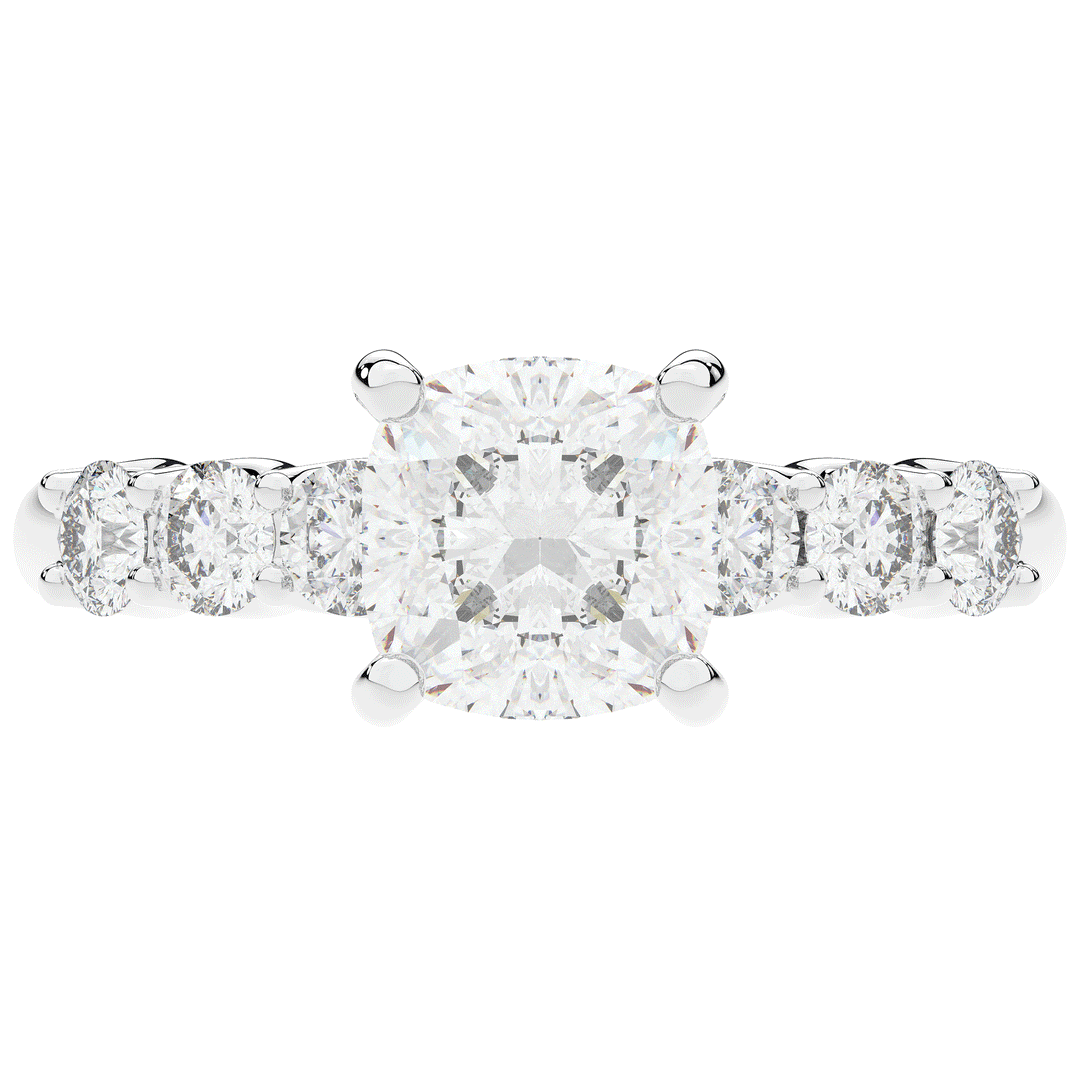 2.60CT.TW CUSHION LAB DIAMOND SOLITAIRE ENGAGEMENT RING - Nazarelle