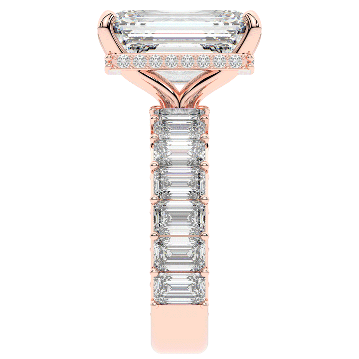 11.90CT.TW EMERALD CUT LAB DIAMOND SOLITAIRE ENGAGEMENT RING - Nazarelle