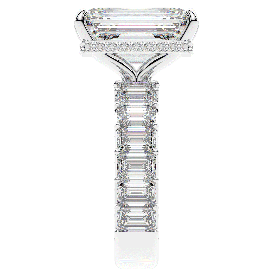 11.90CT.TW EMERALD CUT LAB DIAMOND SOLITAIRE ENGAGEMENT RING - Nazarelle