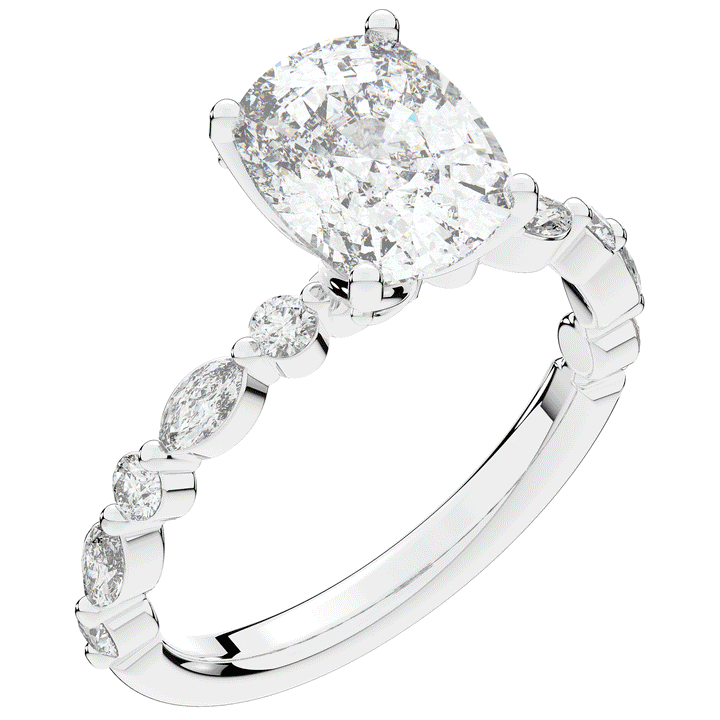 2.60CT.TW CUSHION LAB DIAMOND SOLITAIRE ENGAGEMENT RING - Nazarelle