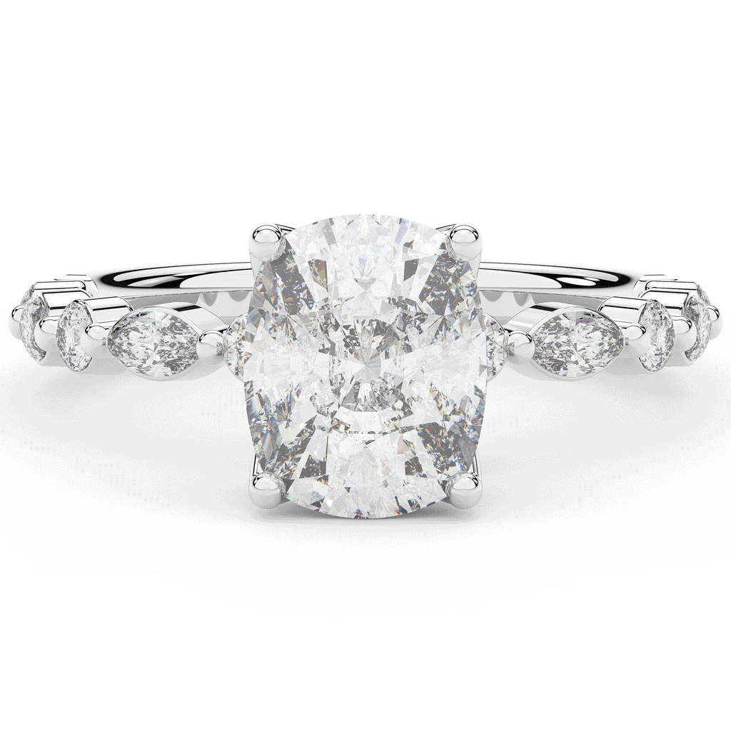 2.60CT.TW CUSHION LAB DIAMOND SOLITAIRE ENGAGEMENT RING - Nazarelle