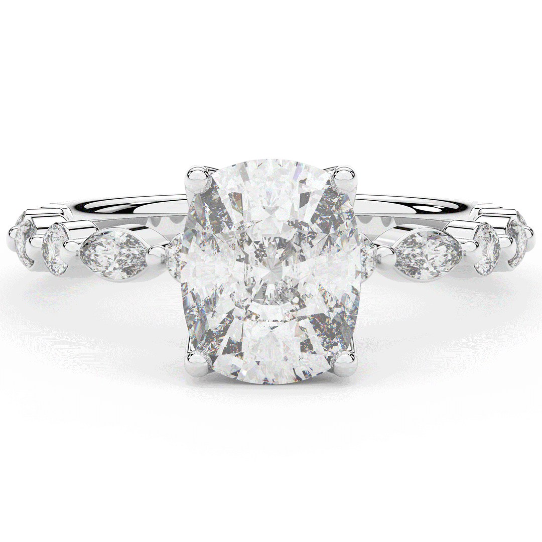 2.60CT.TW CUSHION LAB DIAMOND SOLITAIRE ENGAGEMENT RING - Nazarelle