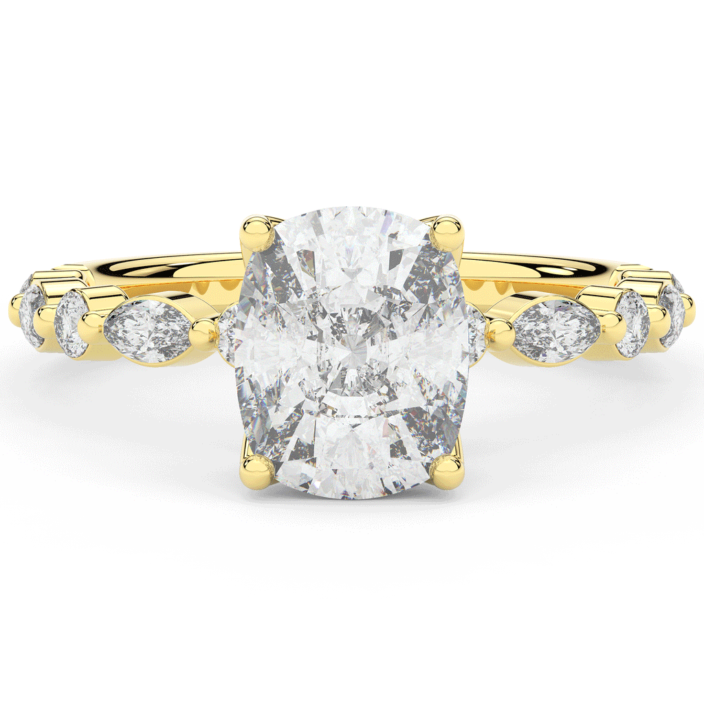 2.60CT.TW CUSHION LAB DIAMOND SOLITAIRE ENGAGEMENT RING - Nazarelle