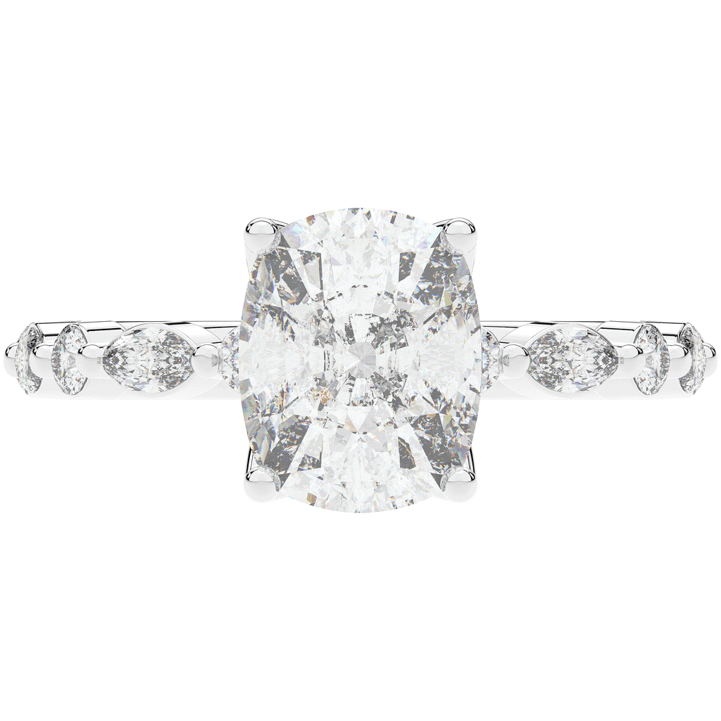 2.60CT.TW CUSHION LAB DIAMOND SOLITAIRE ENGAGEMENT RING - Nazarelle